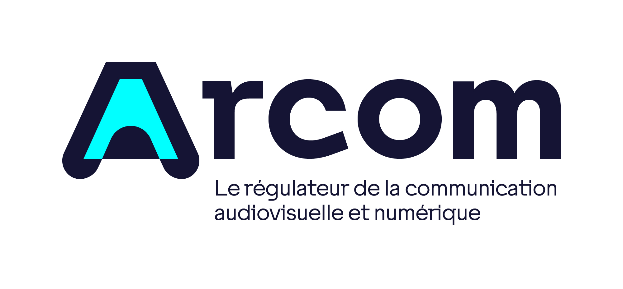 Logo et signature de l'Arcom (Le régulateur de la communication  audiovisuelle et numérique)